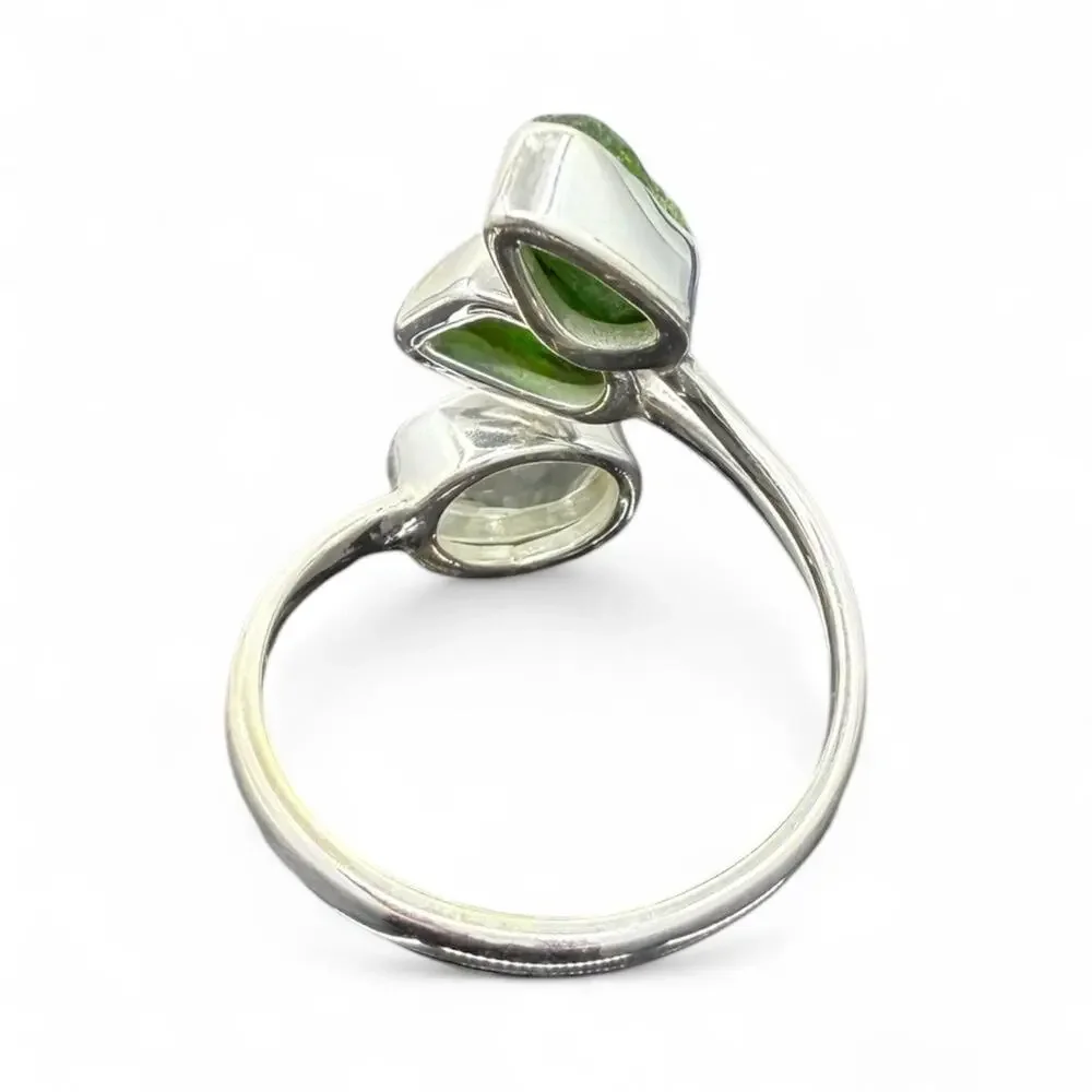 Natural Raw Chrome Diopside Prasiolite Ring 925 Sterling Silver Size 9 - Picture 6 of 9